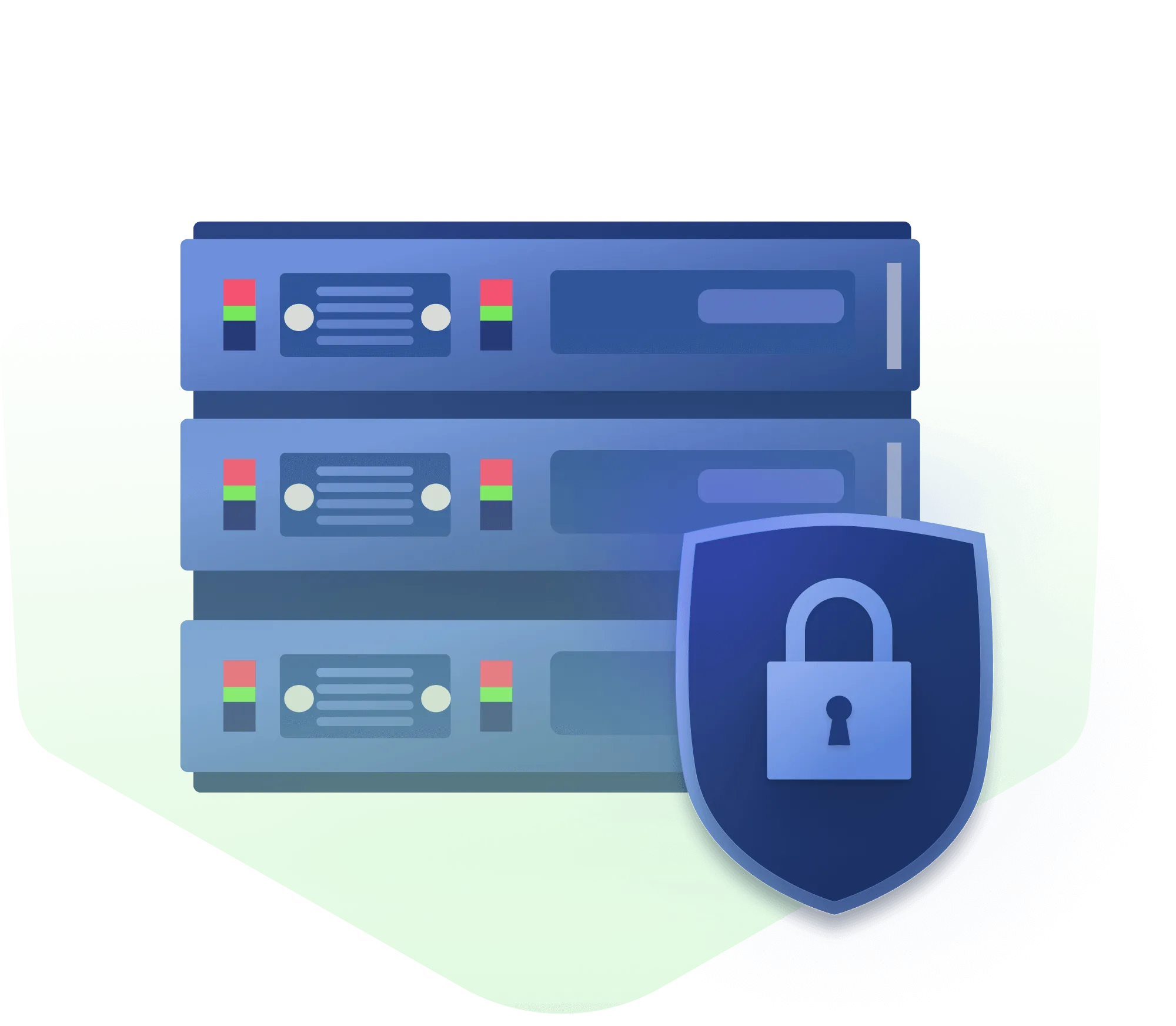 A visual representation of a secure bare metal server, protected by a shield with a padlock.