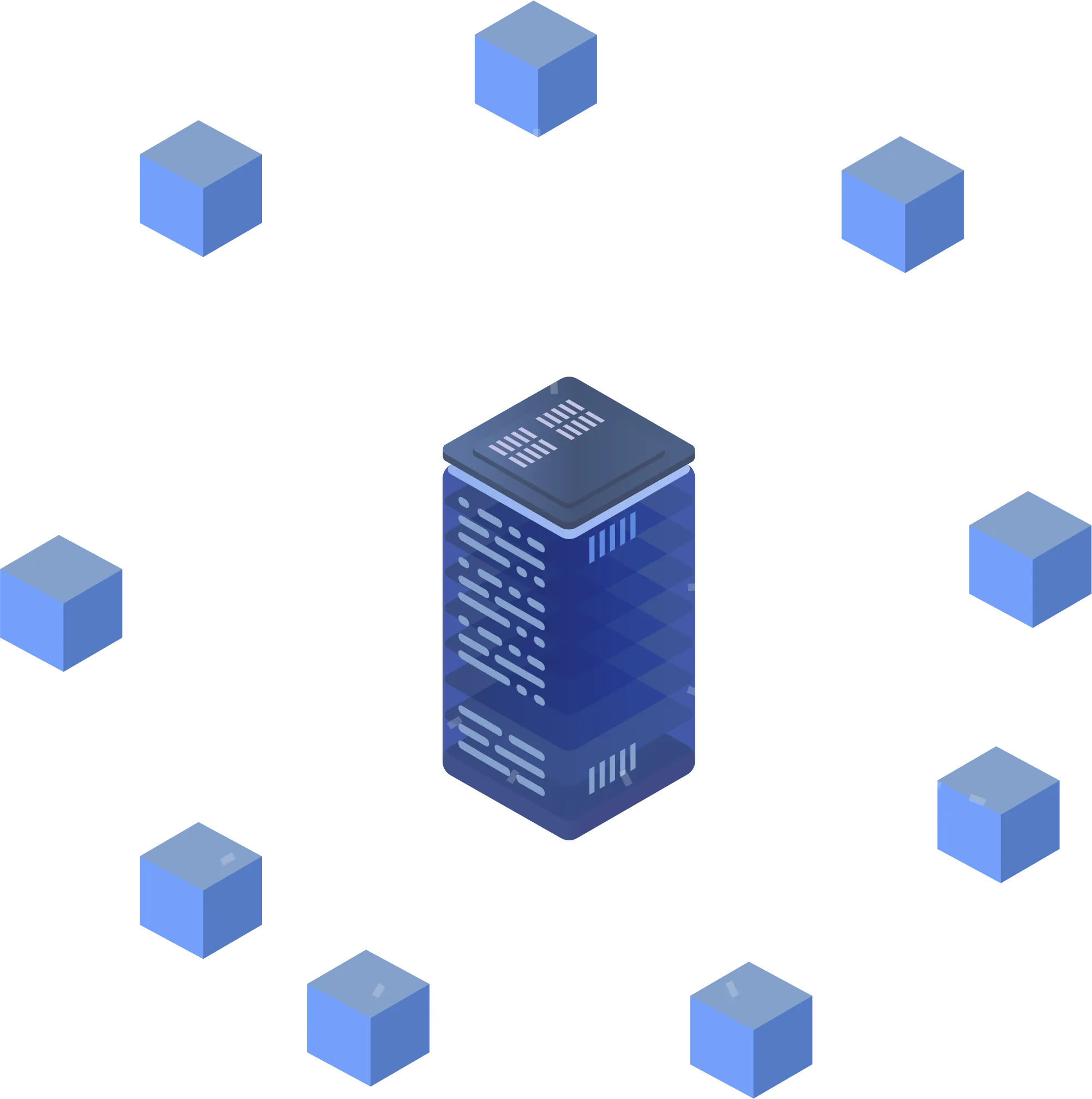 A server rack connected to a network of servers