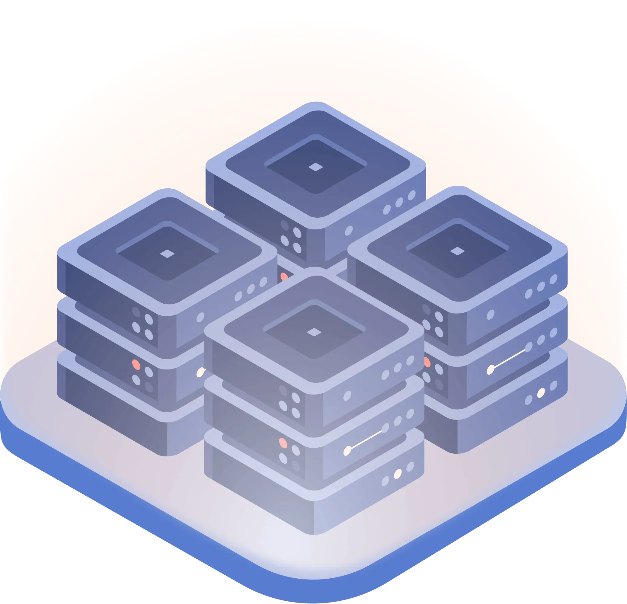 Multiple servers stacked on a platform, symbolizing the ability to benefit from larger and more efficient storage